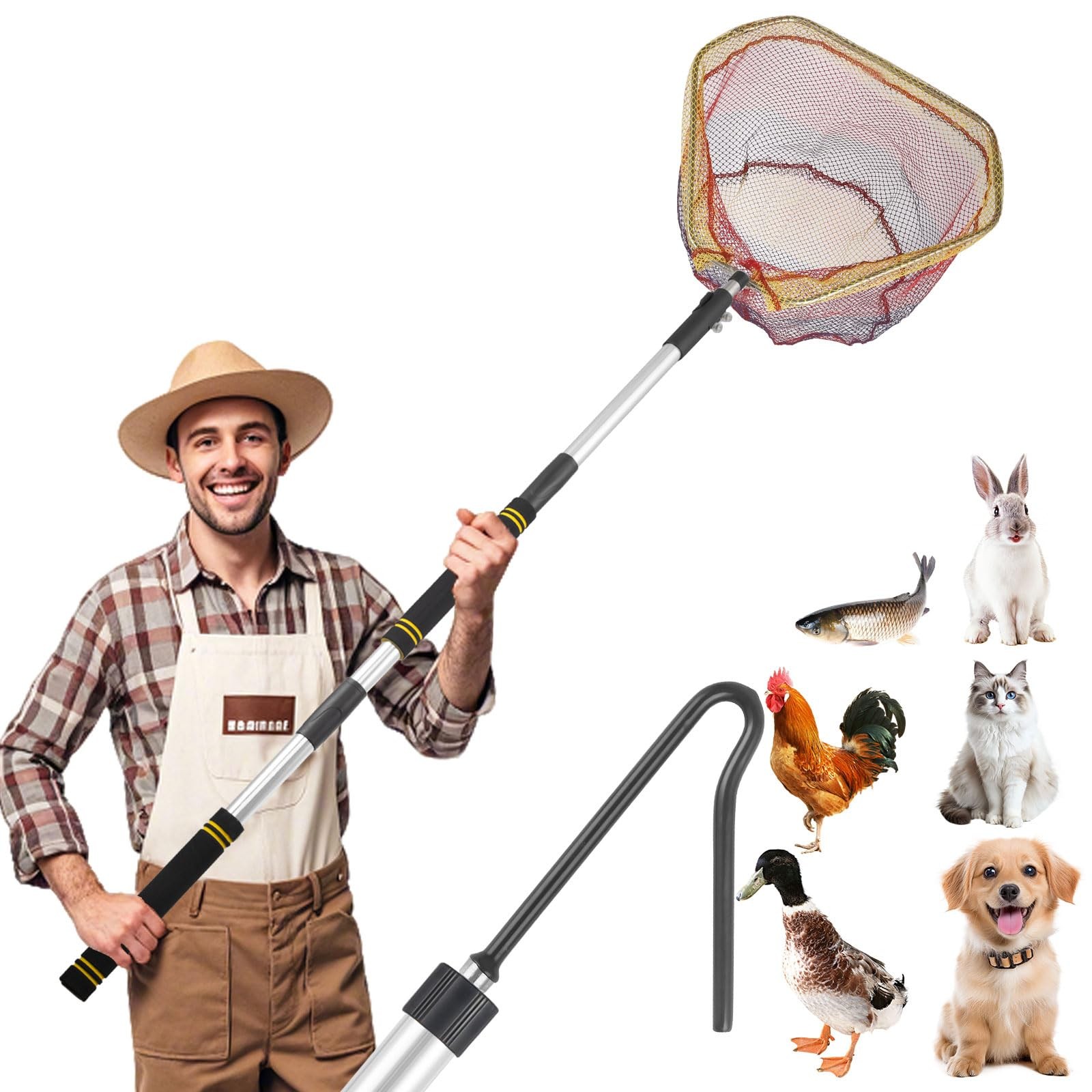 Chicken Catcher Net,37 to 93In Chicken Catcher Leg Hook Extra Long Handle Animal