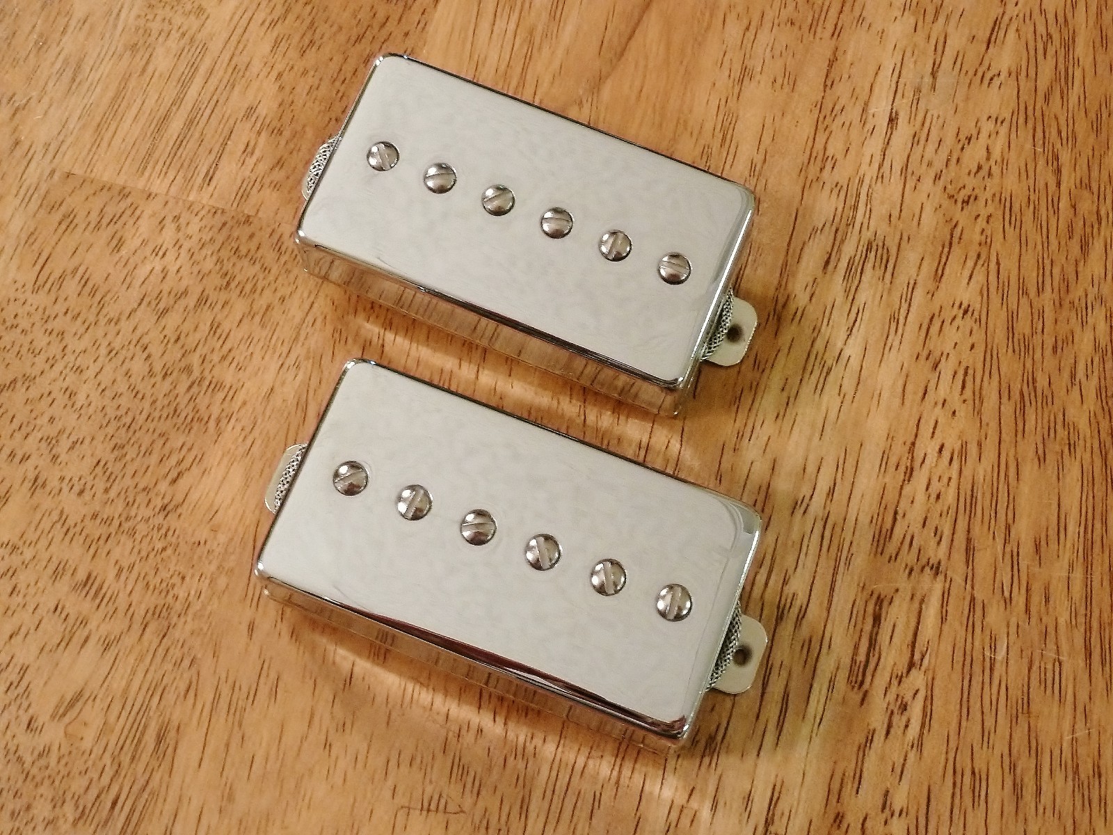 HUMBUCKER SIZED P90 PICKUP SET ALNICO 4 MAGNETS VINTAGE TONE IN POLISHED NICKEL