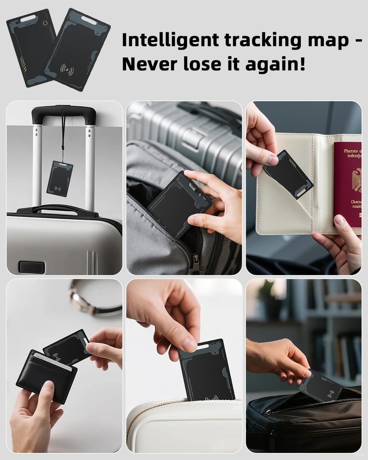 Wallet Tracker Card Android, Waterproof Smart Card Luggage Tracker Compatibl...