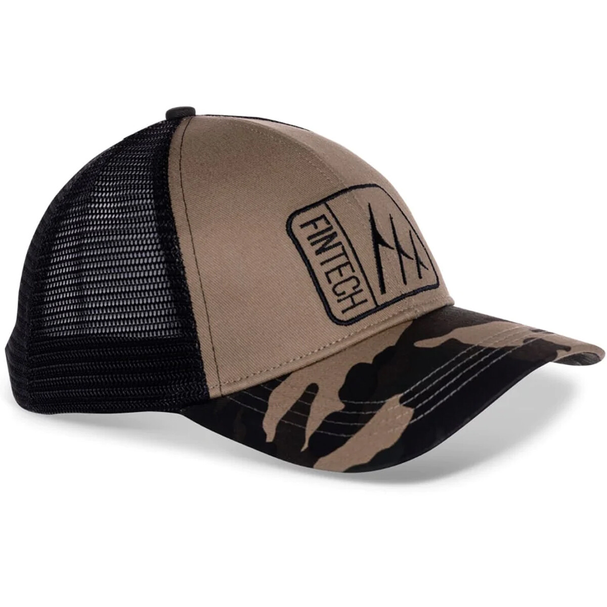 Fintech Logo Camo Snapback Hat - Dune