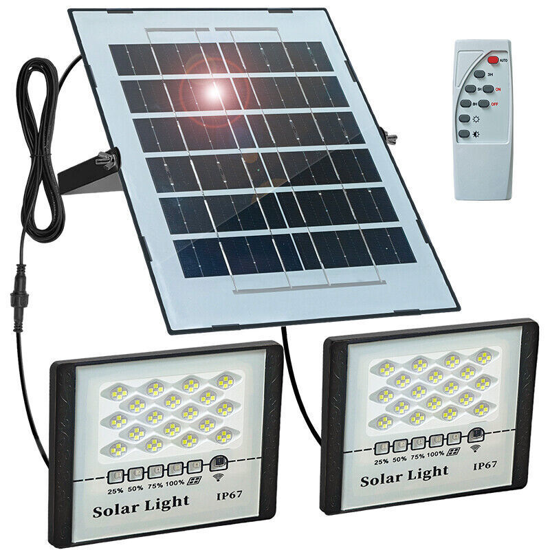 US 300W LED Solar Flood Lights Outdoor Street Light Dusk to Dawn Flood Wall Lamp
