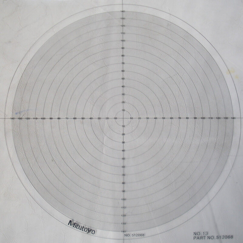 Optical Comparator Chart for Mitutoyo 512068 Profile Projector Overlay Chart