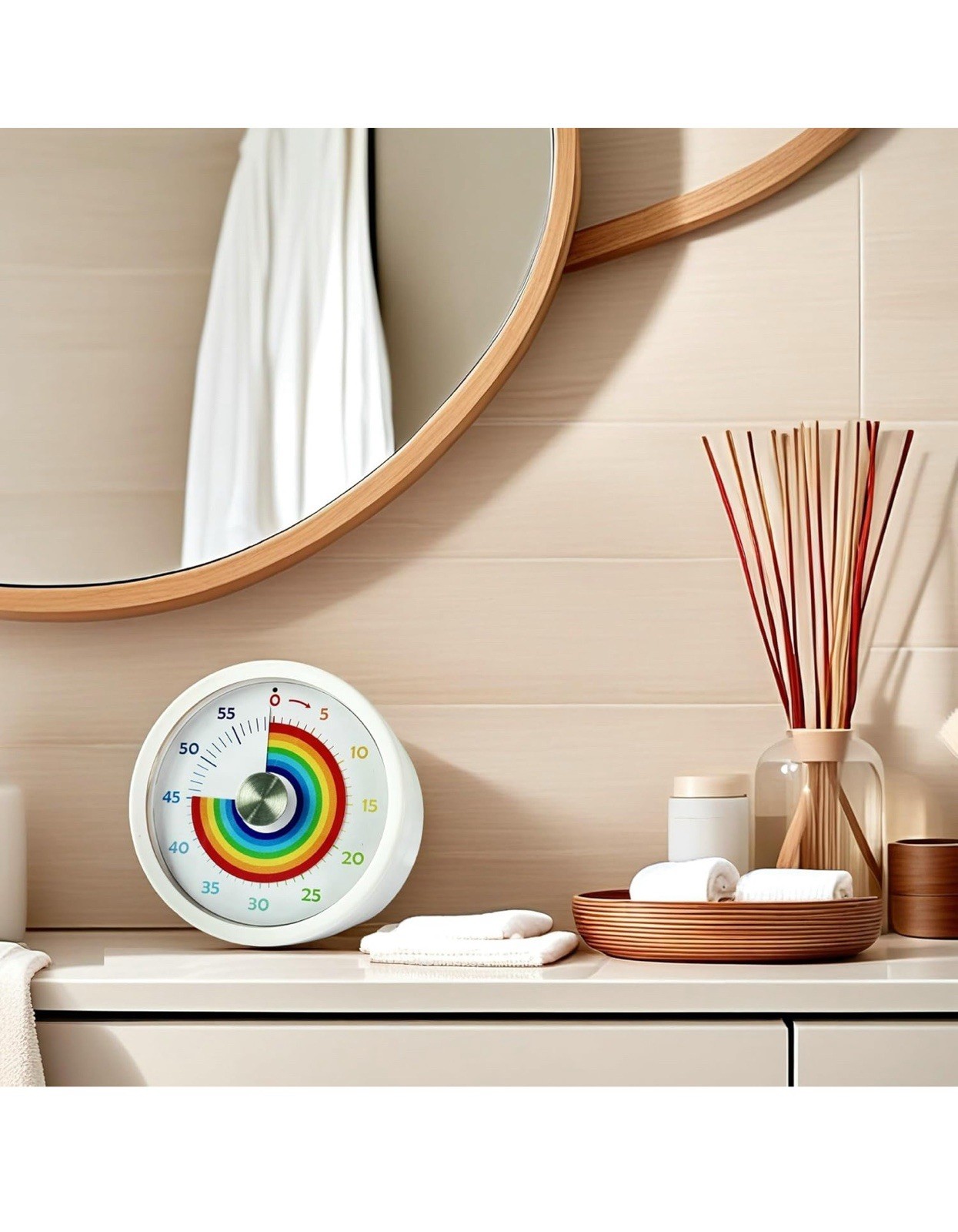 Keduzer Visual Timer, Kitchen Timer Rainbow Disk 60 Minute Countdown White