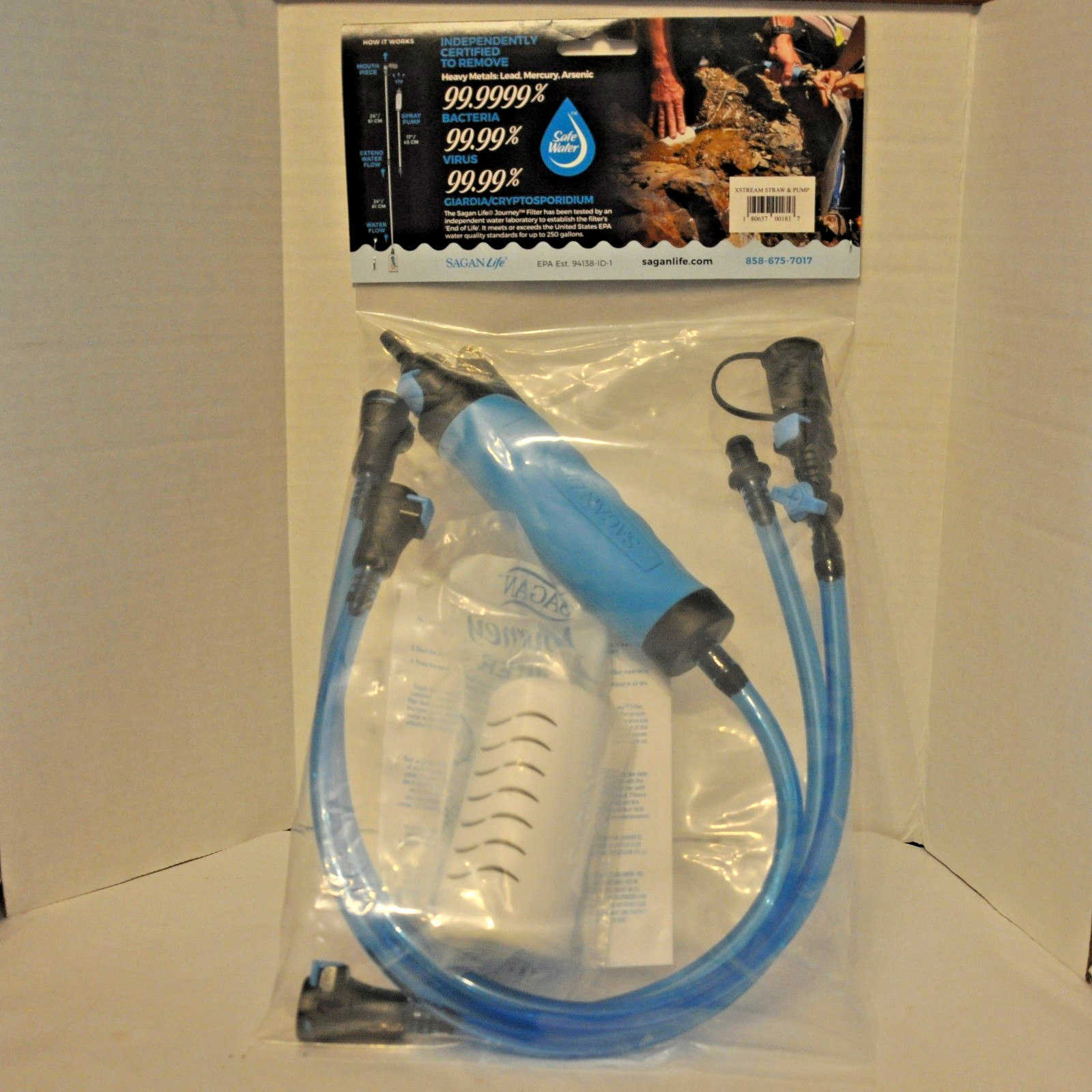 NIP Sagan Life Xstream Straw & Pump Bacteria Virus Giardia Safe Water Hiking