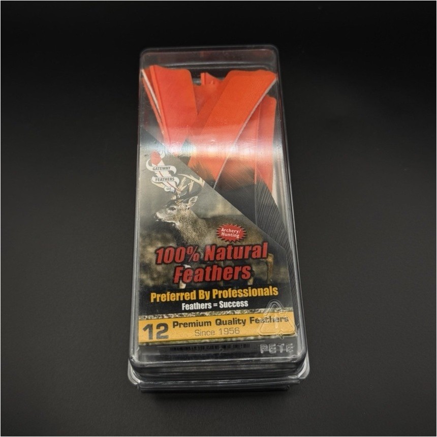 Gateway Natural Feather Arrow Fletchings Right Wing 5in Orange Bow Hunting 12ct