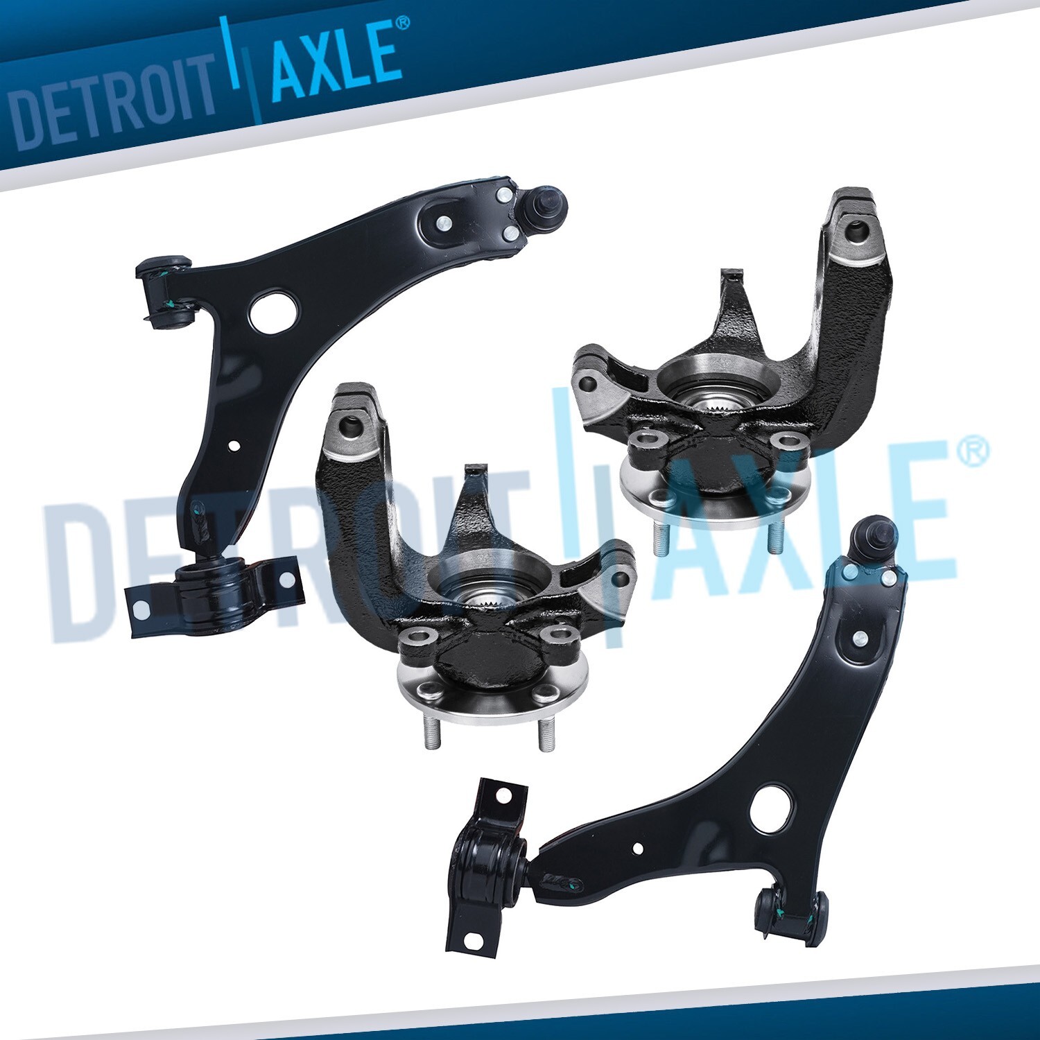 Front Steering Knuckles Wheel Hubs Lower Control Arms for 2006 - 2011 Ford Focus