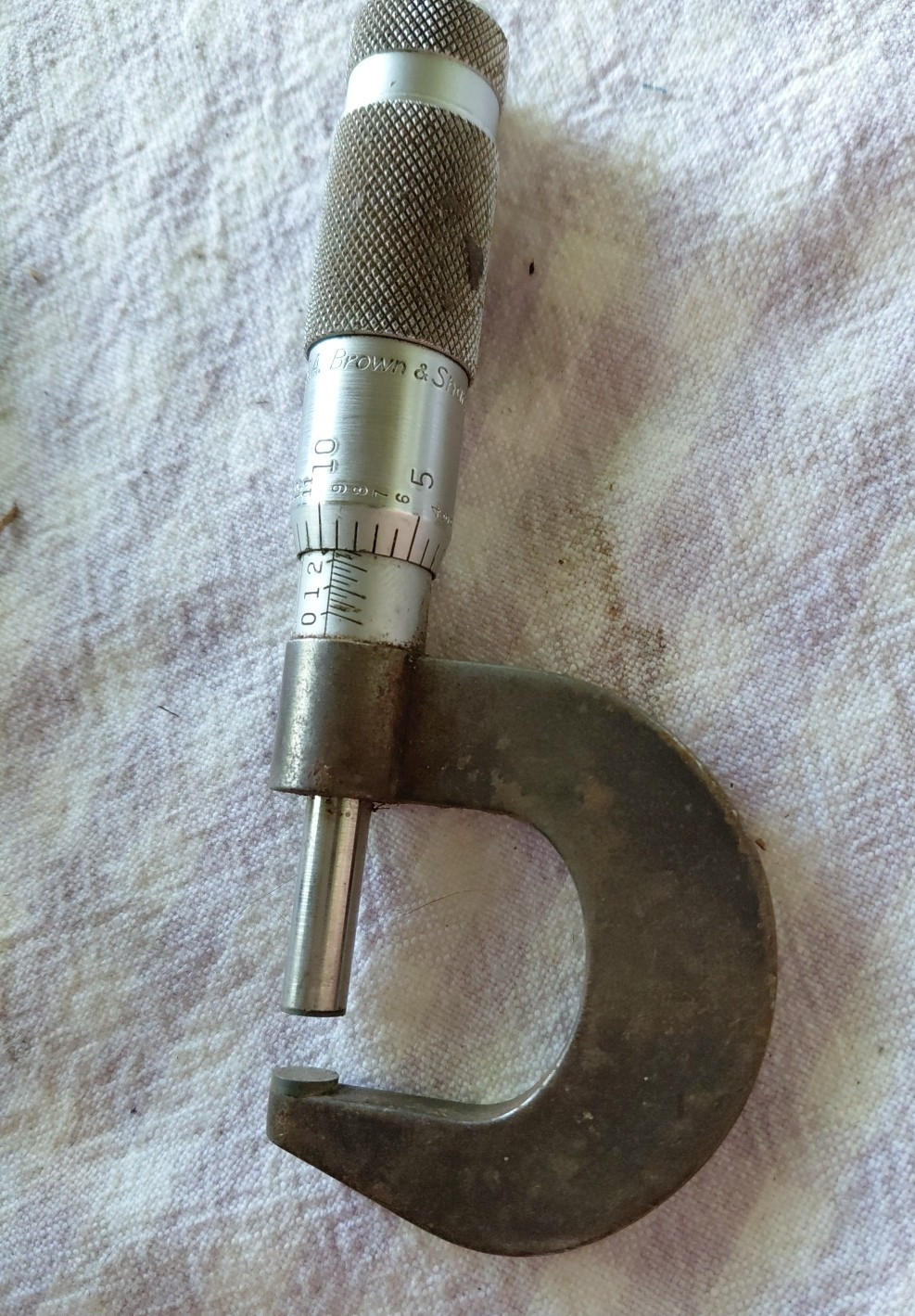 brown sharp micrometer and leather pouch