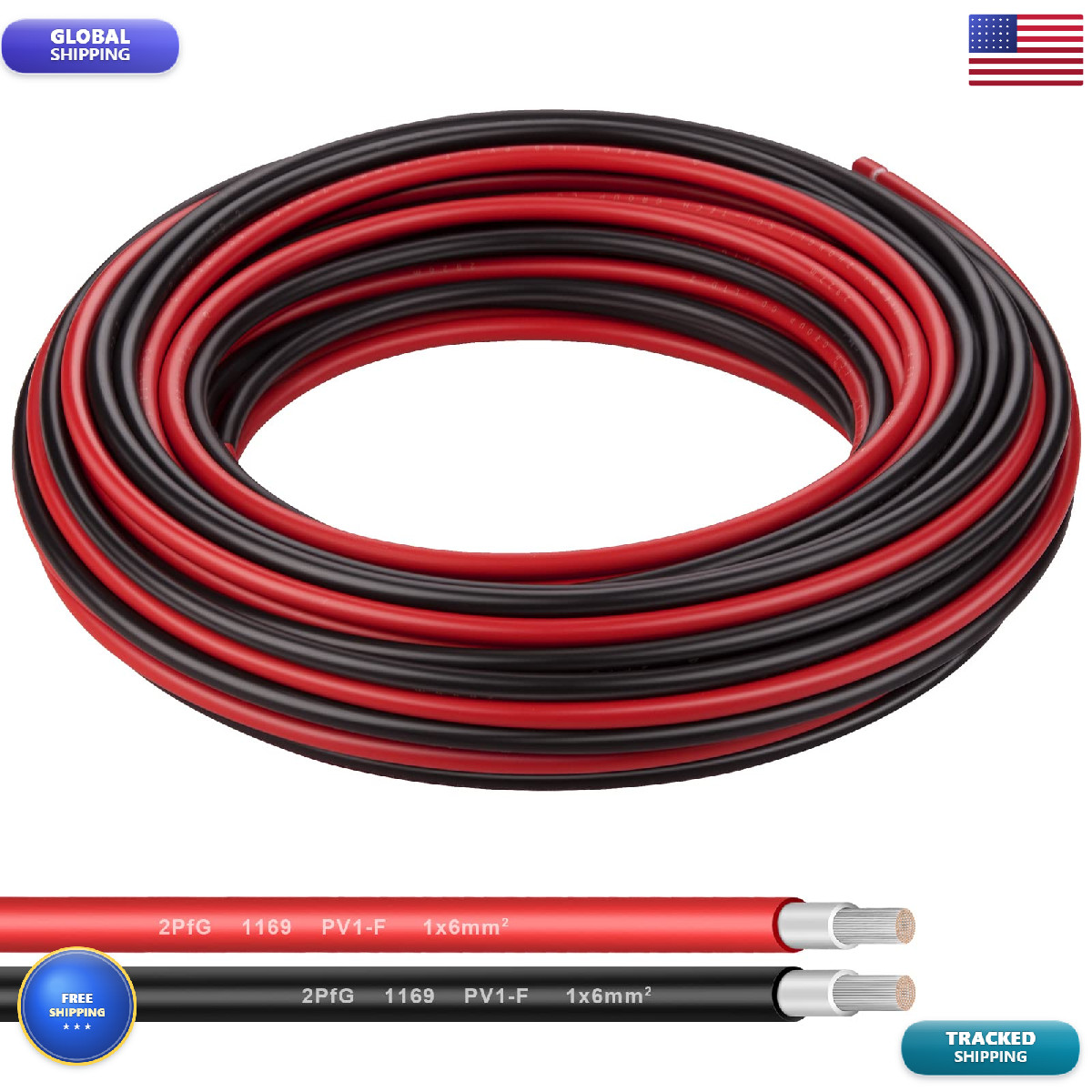 Shirbly 10Awg 6Mm Tinned Copper Pv - Connection Wire For