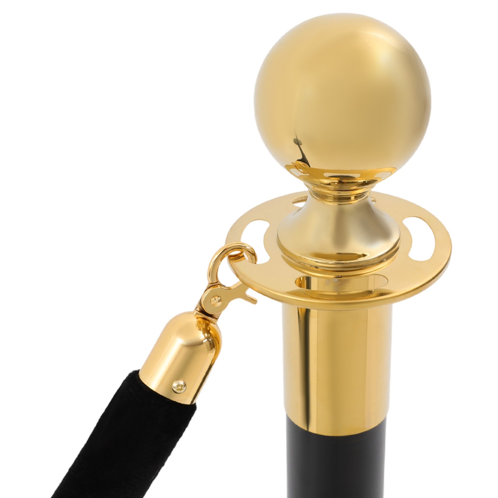 6x Gold+Black Stanchion Posts Queue Pole with 3 1.5M Ropes Crowd Control Barrier