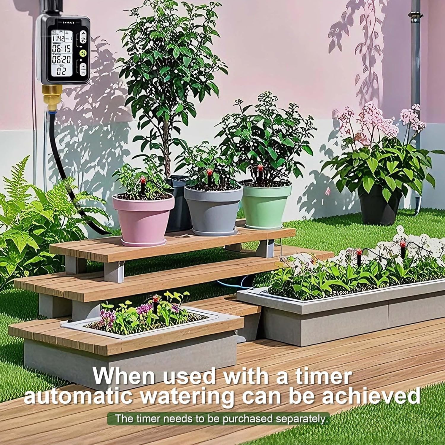 Complete 230FT Garden Watering Kit with Rustproof Brass Connector & Emitters