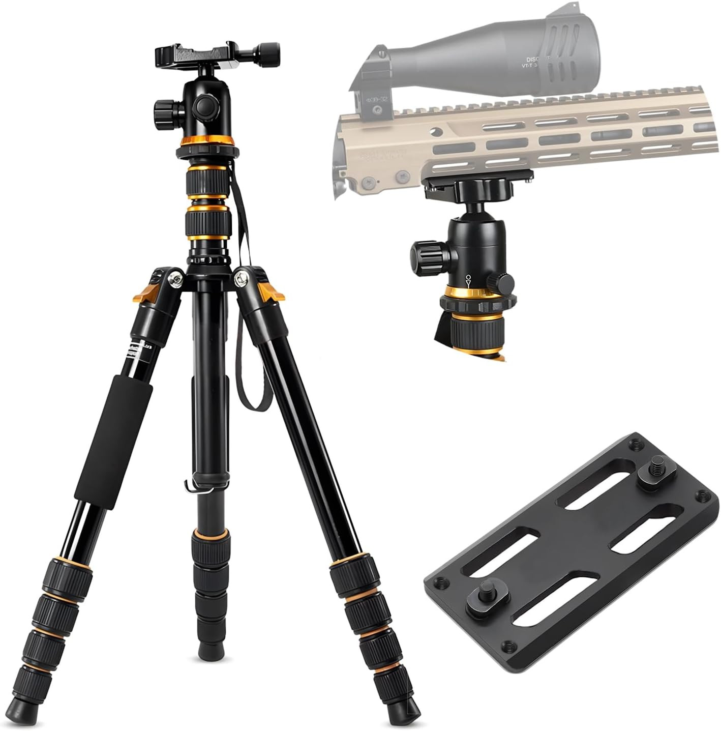 Aluminum Rifle Tripod Shooting Stick Gun Rest Stand Compatible with MLOK Handgua