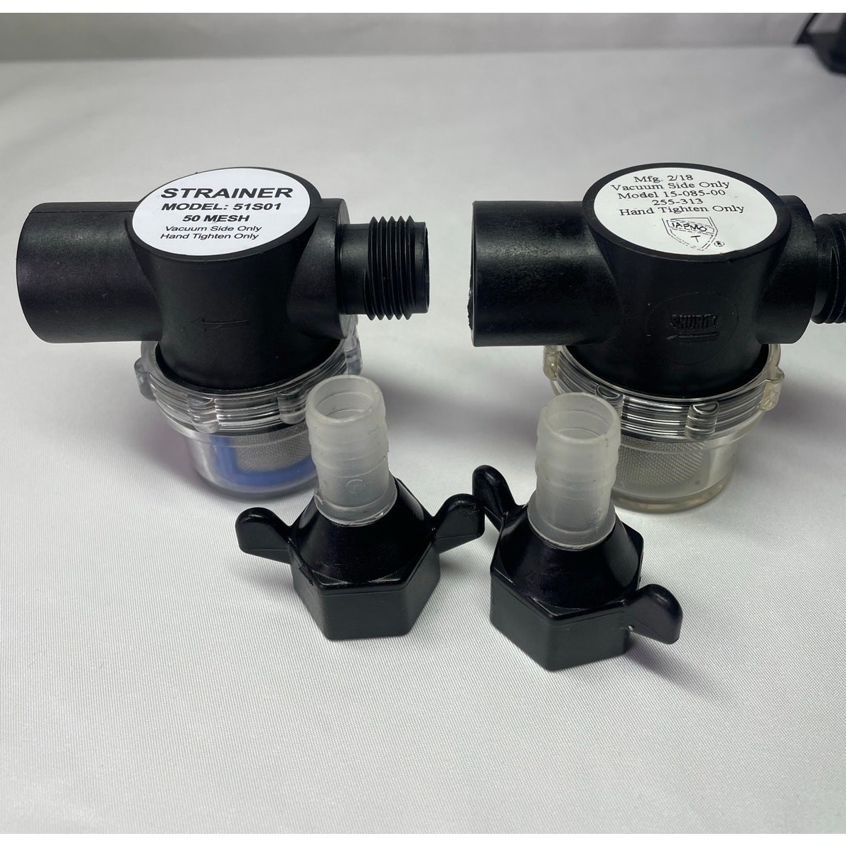 Combo: Shurflo 255-213 Inline Strainer + SEAFLO Filter + Shurflo Wingnut Adapter