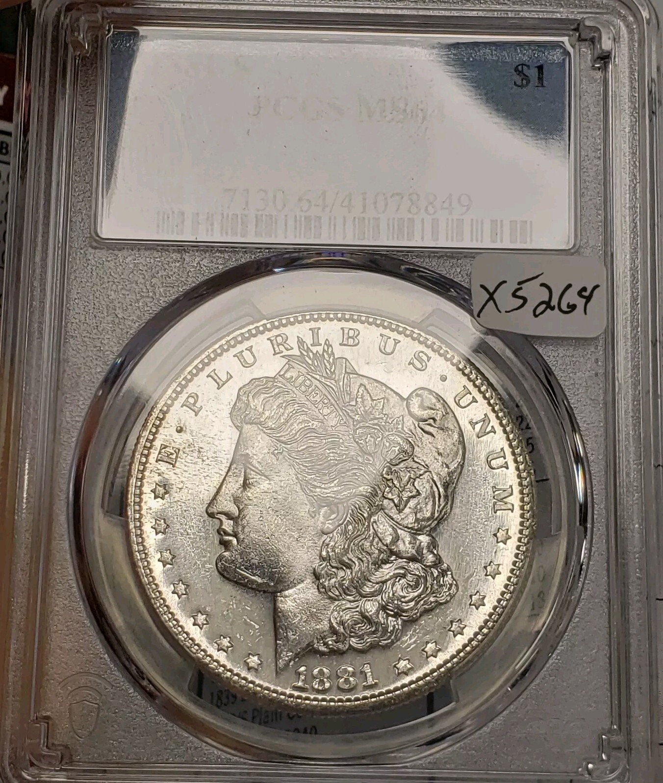 1881-S $1 Morgan Silver Dollar - Looks Proof-like PL - PCGS MS 64 - SKU-X5264