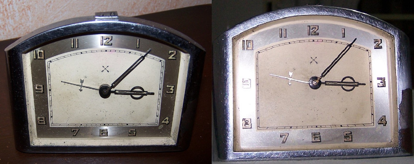 1940 year. 105 x 80mm Chrome Iron Tabletop Alarm Clock.