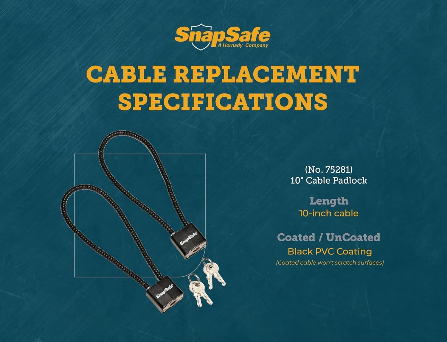 Snapsafe Lock Box Security Cable w/2 Padlock/4 Keys 2/Pack 75281
