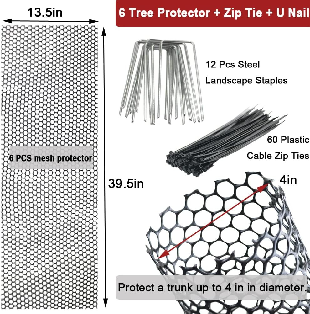 Mesh Tree Trunk Protectors, 6 Pack 40 Inches Tree Bark Protector Guard with Zip