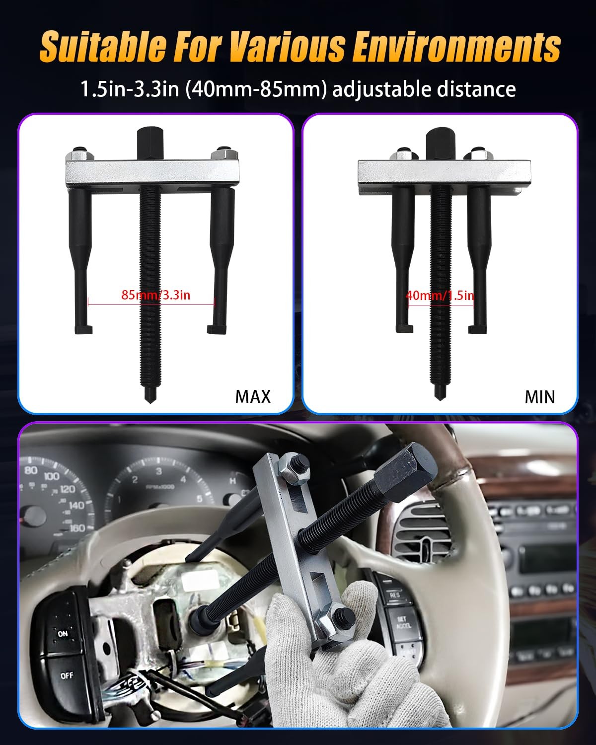 GLEXQLAO Steering Wheel Puller Set, Car Removal Tool Kit for...