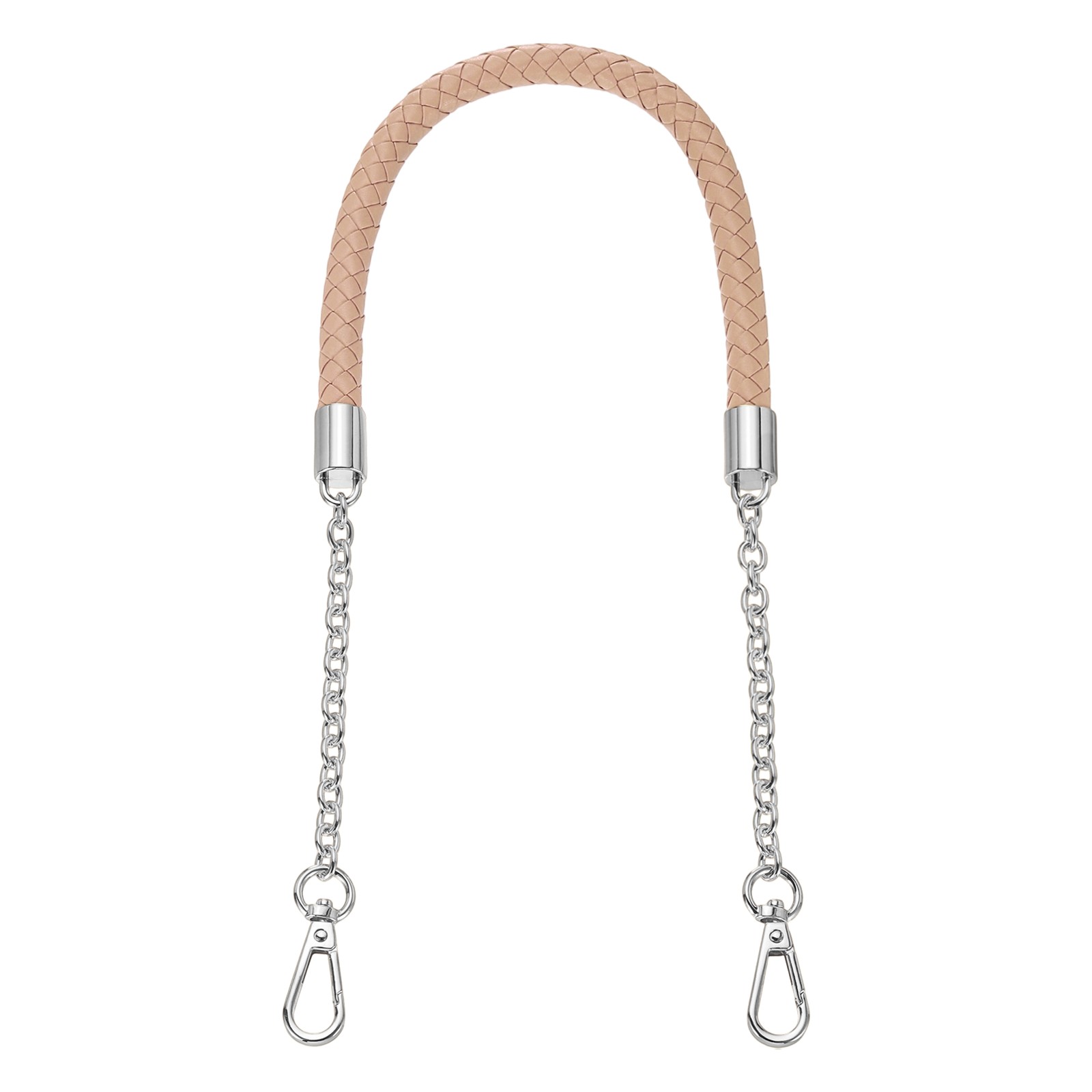 62cm/24.4" PU Leather Braided Purse Strap (Smoky Pink, Silver Buckle)