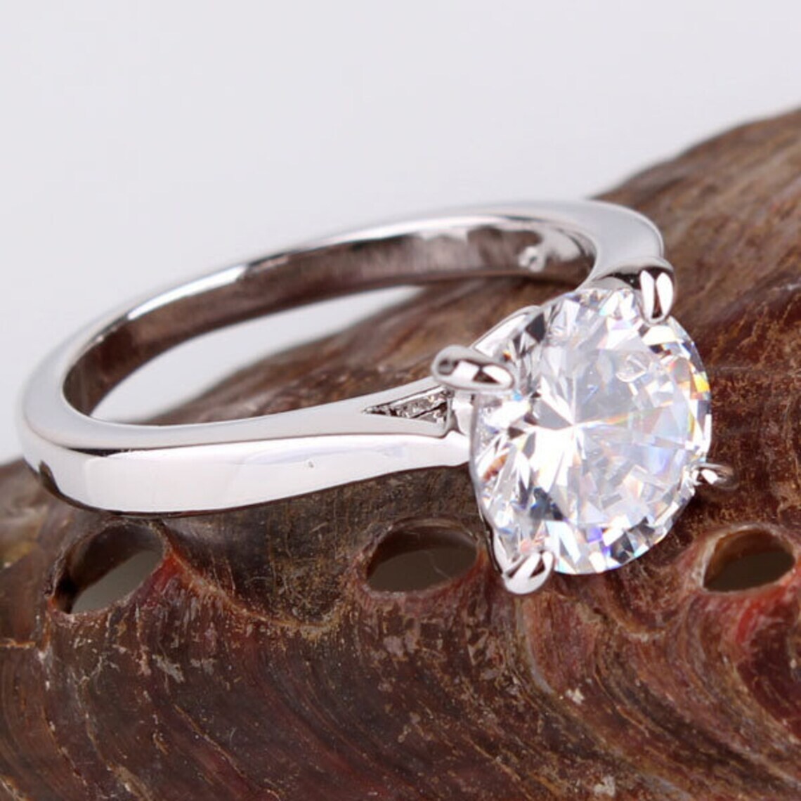 3.20 Ct Round Cut Lab-Created White Diamond Wedding Ring 925 Sterling Silver