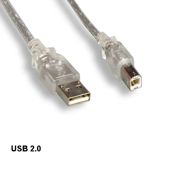 Kentek Clear 3' USB 2.0 A Male to B Male Cord 28AWG 480Mbps Scanner Printer HDD