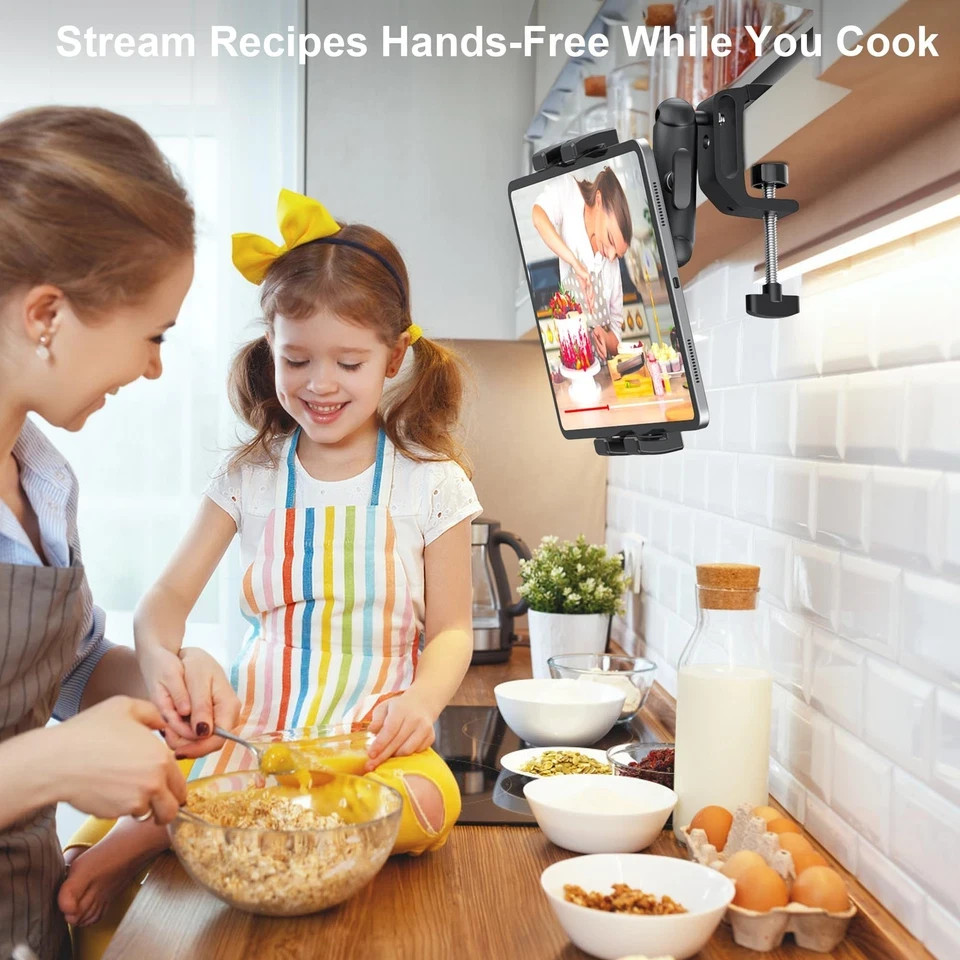 TeQable iPad Under Cabinet Mount, Kitchen Tablet Mount Holder, compact, Black