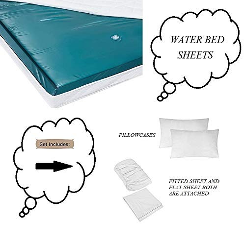King/California King Waterbed Sheets, 4 Piece Attached Sheet Set, Fits 18 Inc...