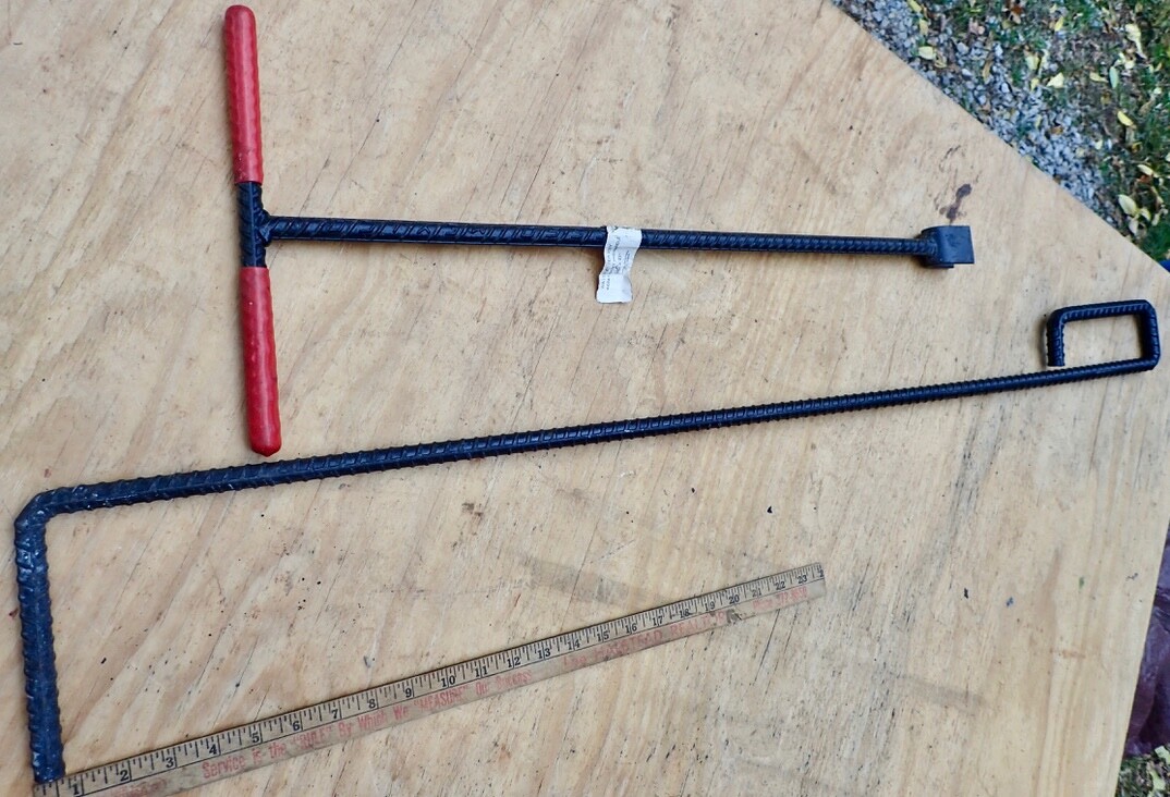 27"  Steel Street Curb Water Meter Key & 44" Manhole Cover Lifter w Rebar Shaft