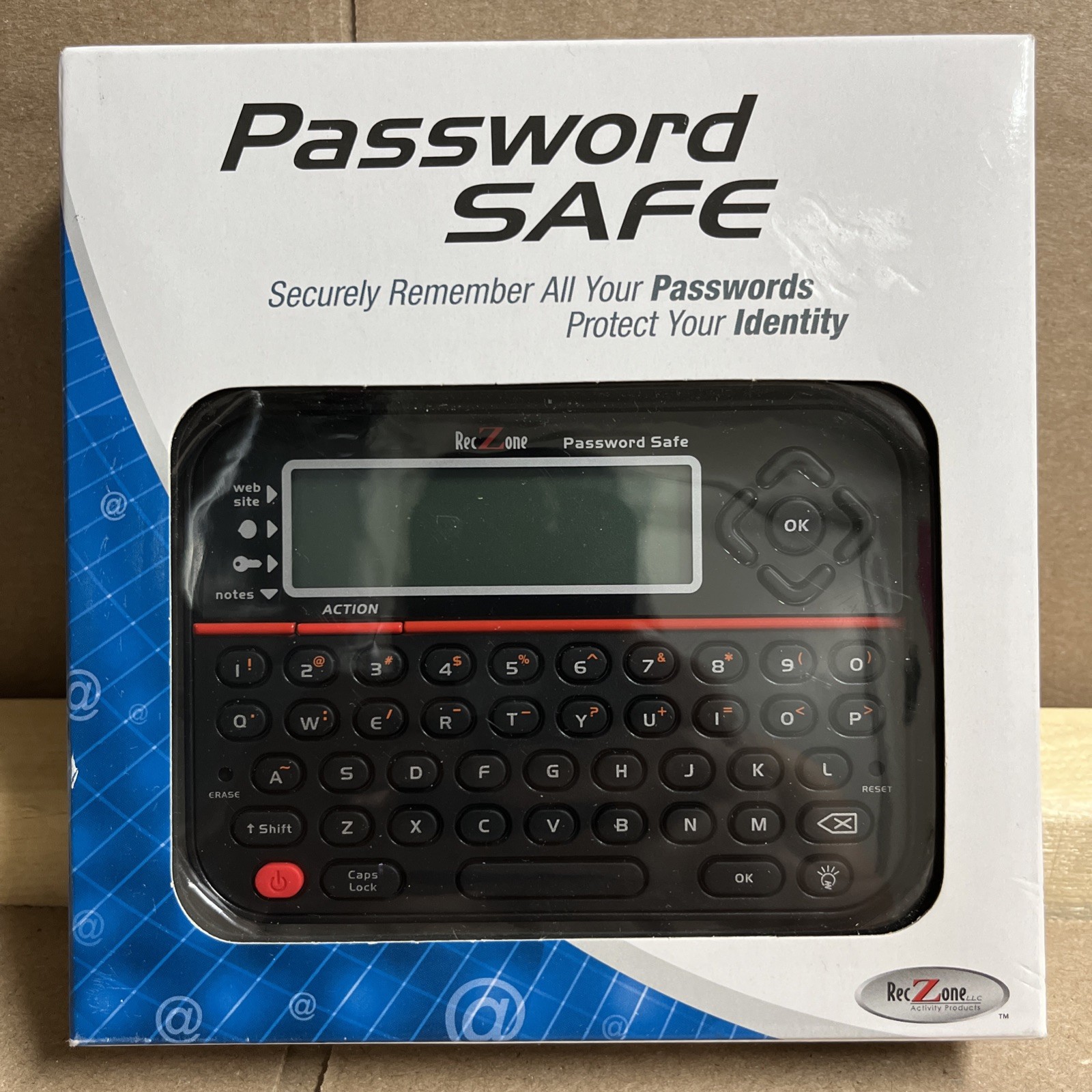 RecZone Password Safe Backlit LCD Built In Memory QWERTY Keyboard Model 595