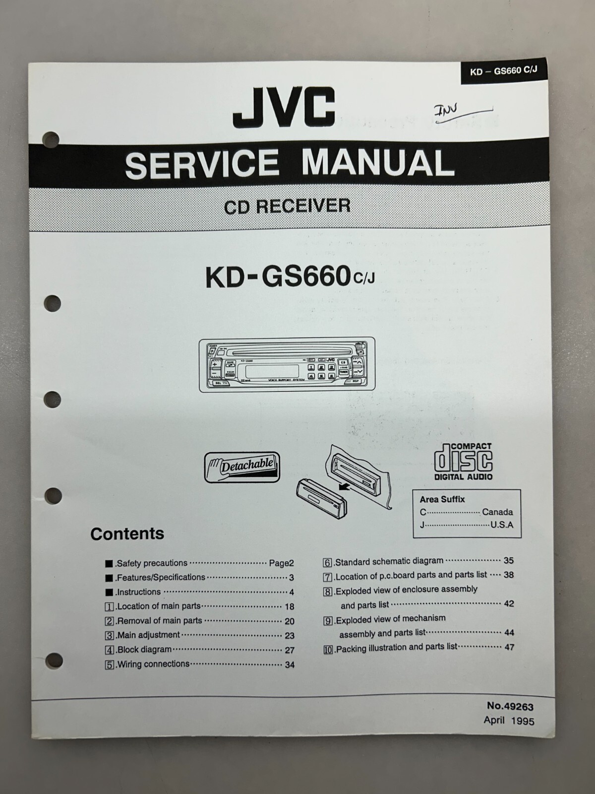 JVC KD-GS660 Original Service Manual Free Shipping