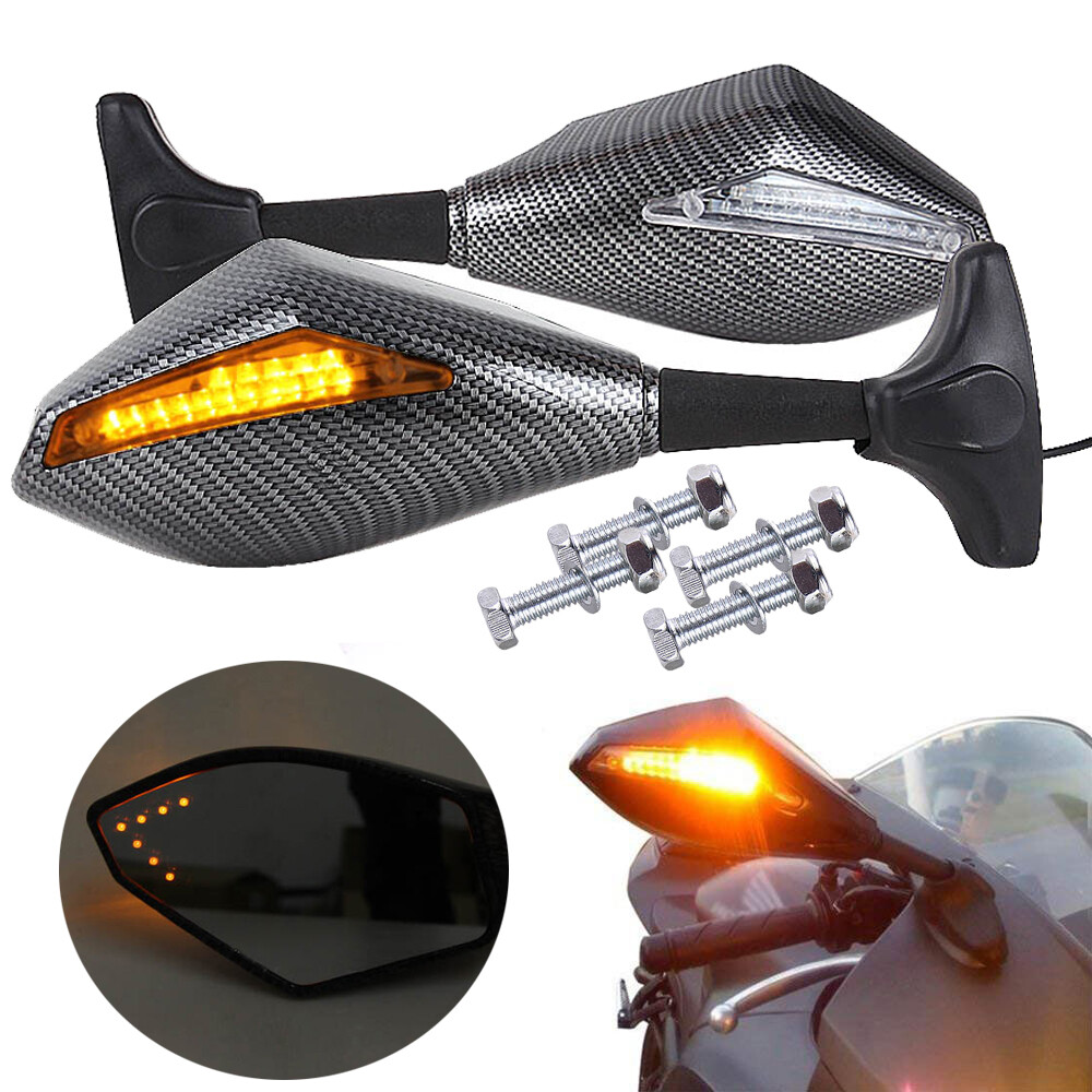 Universal Motorcycle LED Turn Signal Lights Rearview Mirrors For Suzuki GSXR100