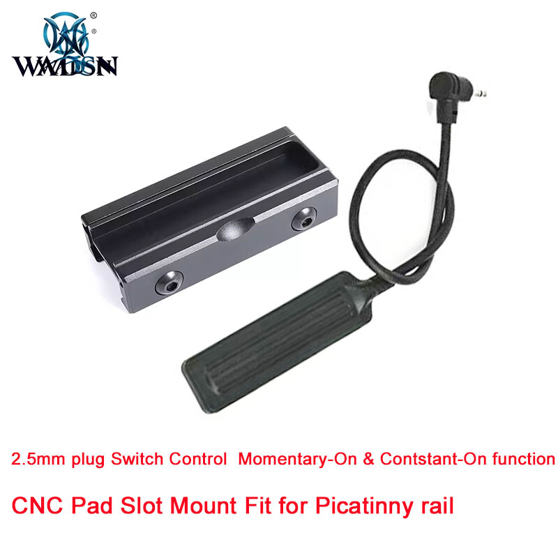 Tactical CNC Metal Pad Slot Picatinny Mount and 2.5mm Remote Switch for PEQ NGAL