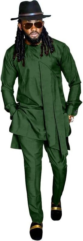 Men Fashion Clothes African Shirt and Pant Suit Dashiki Long S