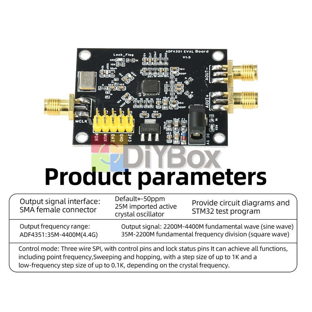 ADF4351 Development Board 35M-4.4GHz RF Signal Source PLL Module SPI Control