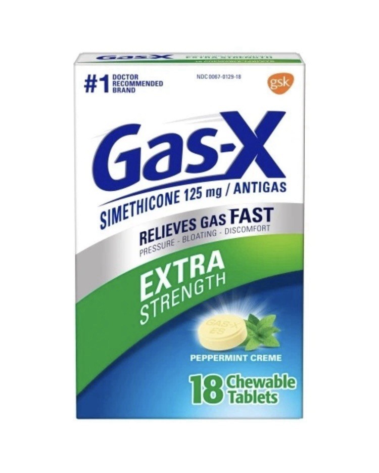3 Pack-Gas-X Extra Strength Chewable Tablet Peppermint Creme 18 Tablets Each Box