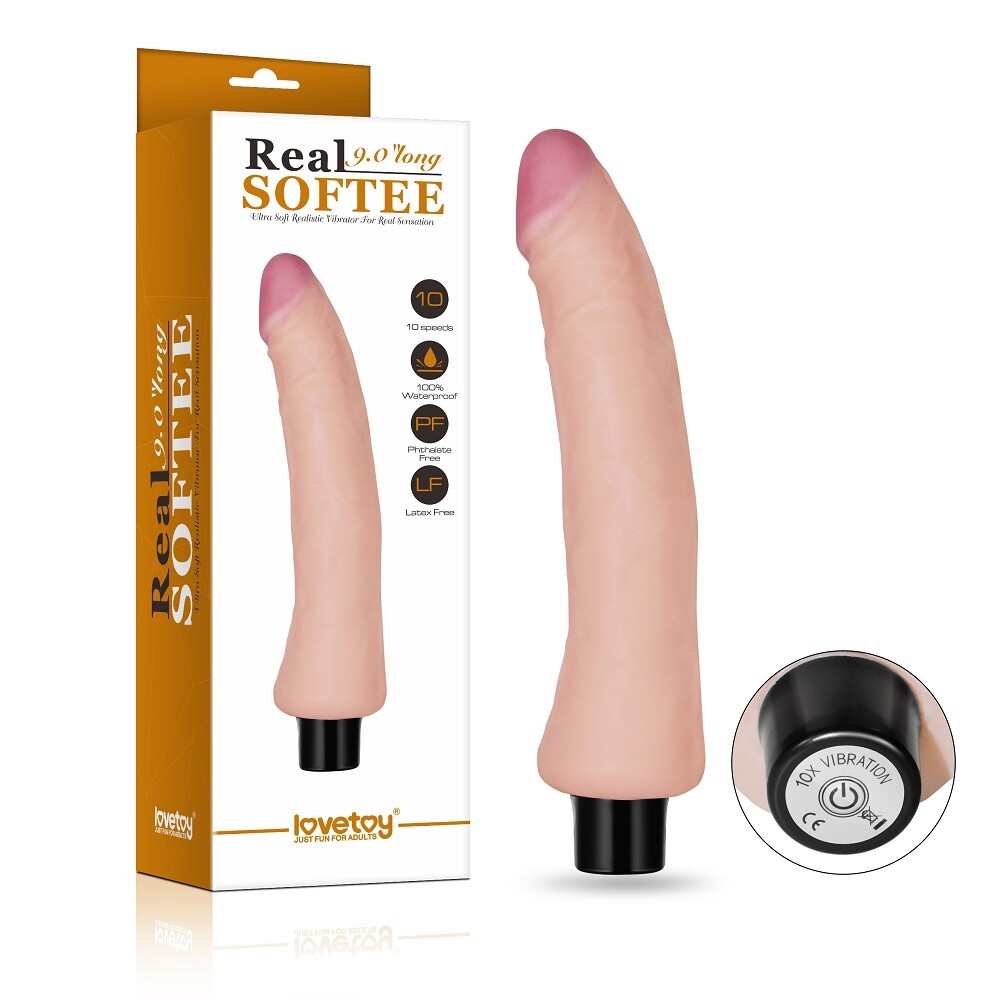 9 inch Cyberskin Vibrating Dildo 10 Speed Sex Toy for Women