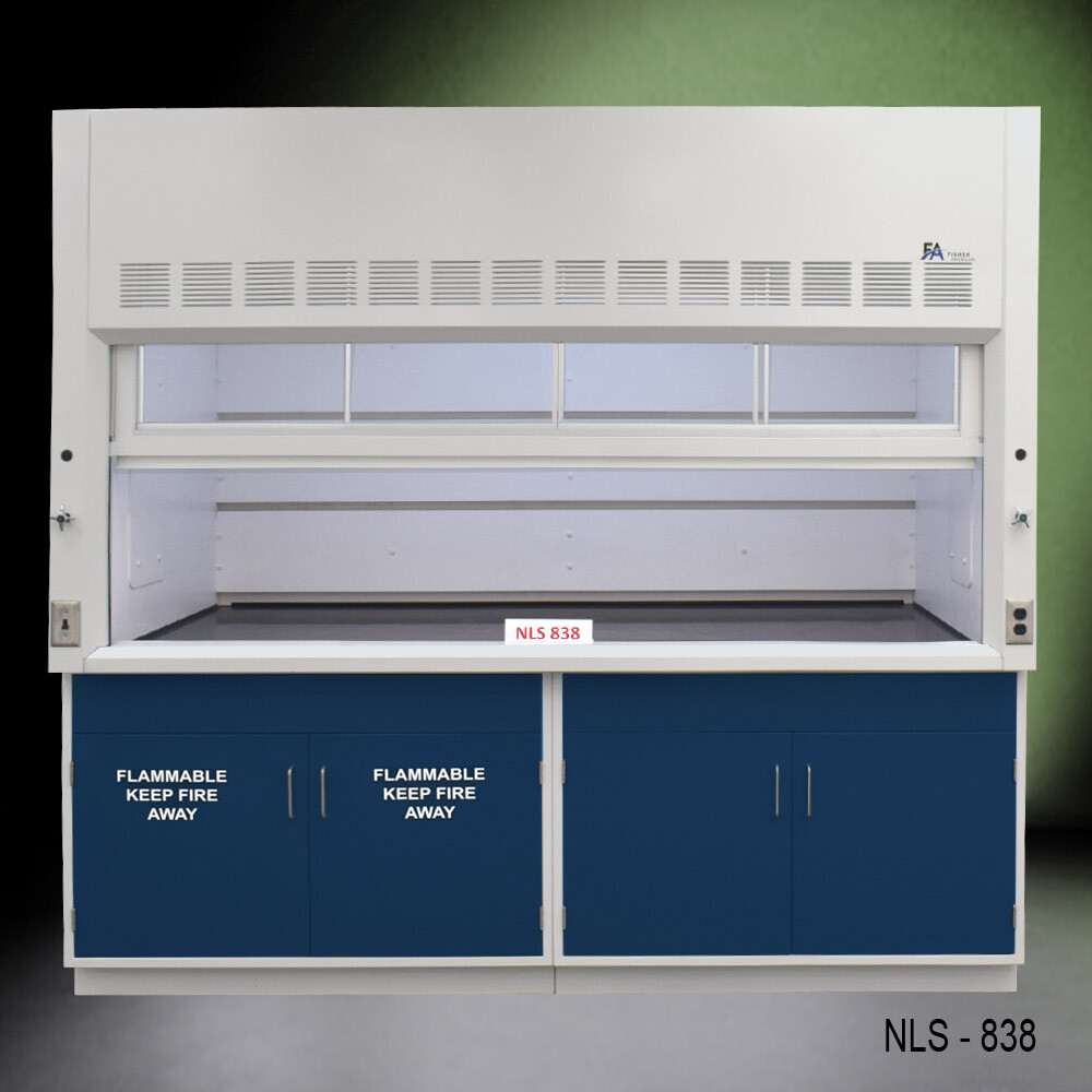 8' x 4' Laboratory Bench Fume Hood w/ Flammable & General Storage / E1-928