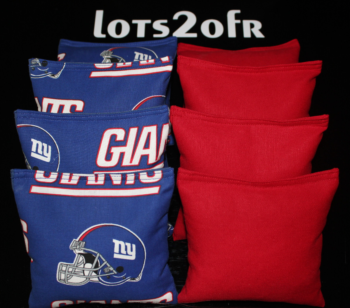 CORNHOLE BEAN BAGS w NEW YORK GIANTS fabric on both sides of logo bags TAILGATE!