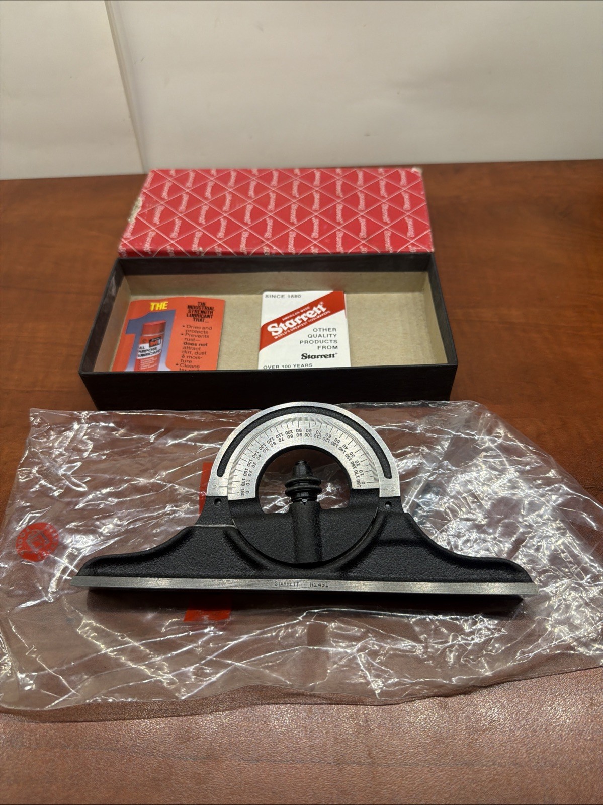 L. S Starrett #491 Protractor PR-1224W W/ Original Box Made In USA Machinists