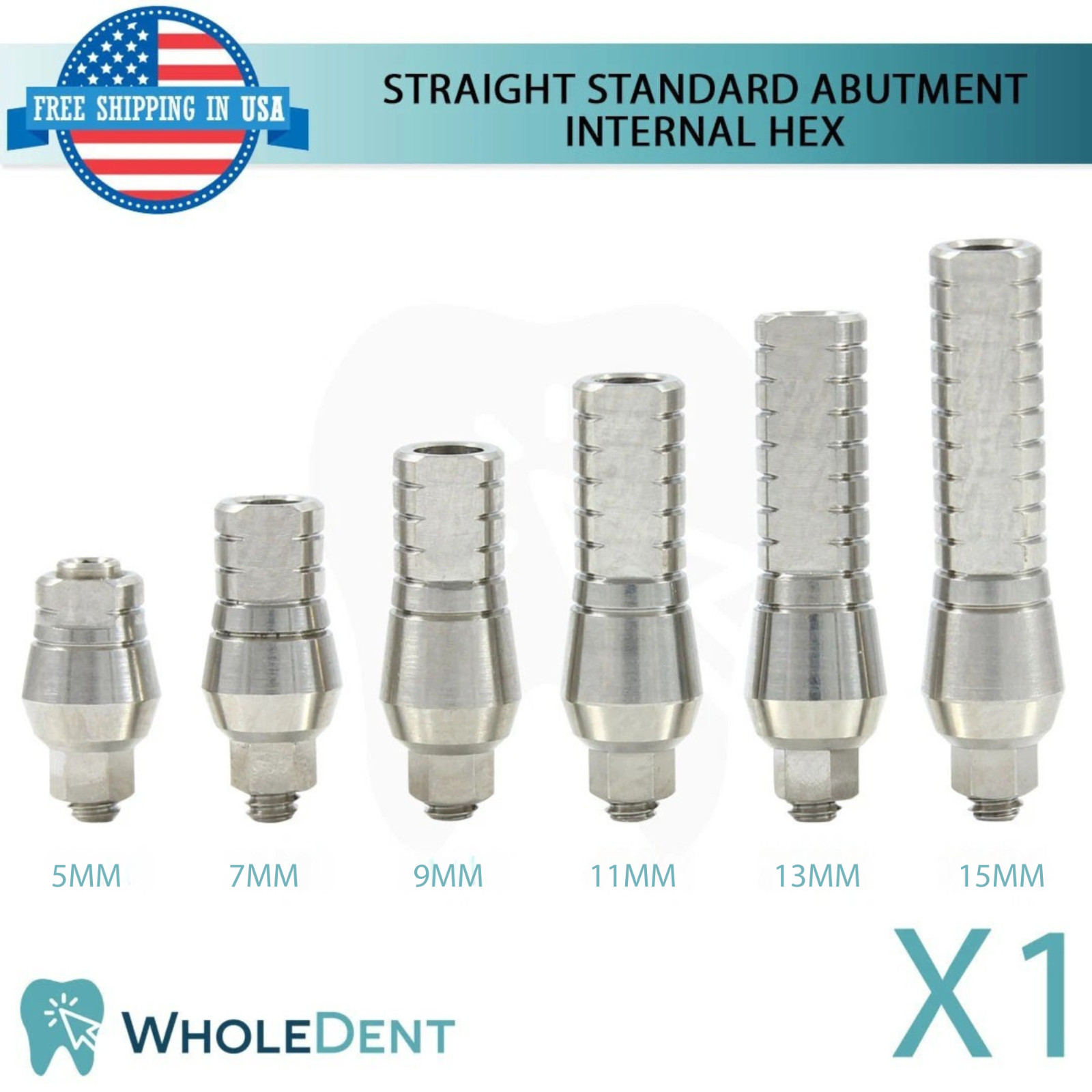 1x Straight Abutment Standard Platform Ø4.5mm Int Hex 2.42mm Dental Prosthetics