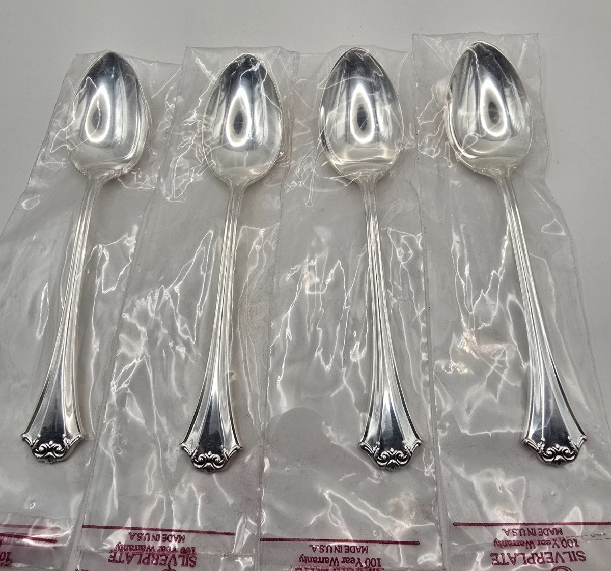 Reed & Barton  FRENCH CHIPPENDALE  Silverplate Teaspoons Set of 4 New Sealed