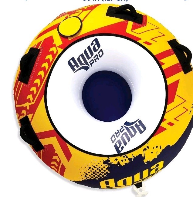 Aqua Pro 50" Single Rider Towable Tube for Water Sports, 170lb Capacity