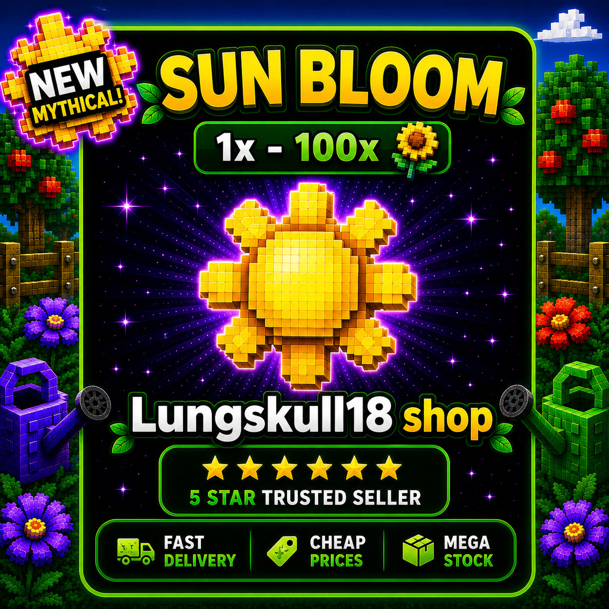 🪴Grow a Garden 2| Sun Bloom Seed 5x - 200x| GAG2 Fast & Easy and Cheap