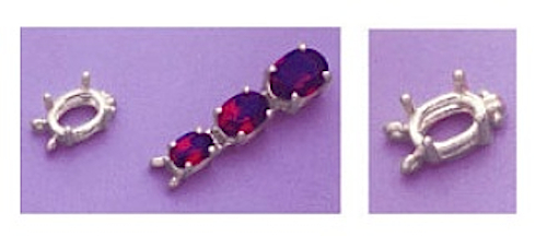 One Sterling Silver Oval Bracelet Link Setting (6x4-10x8mm)
