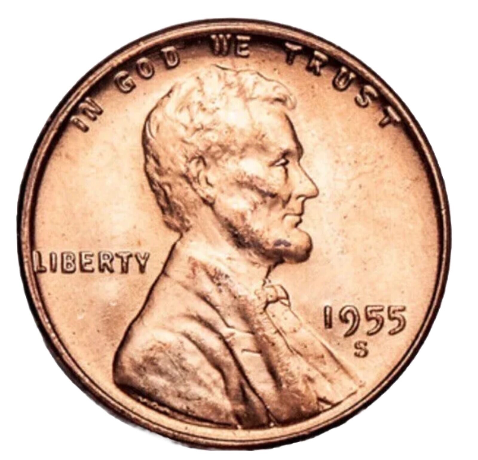 1955-S Gem Red BU US Lincoln Wheat Cent Penny Fast S&H W/Tracking!!