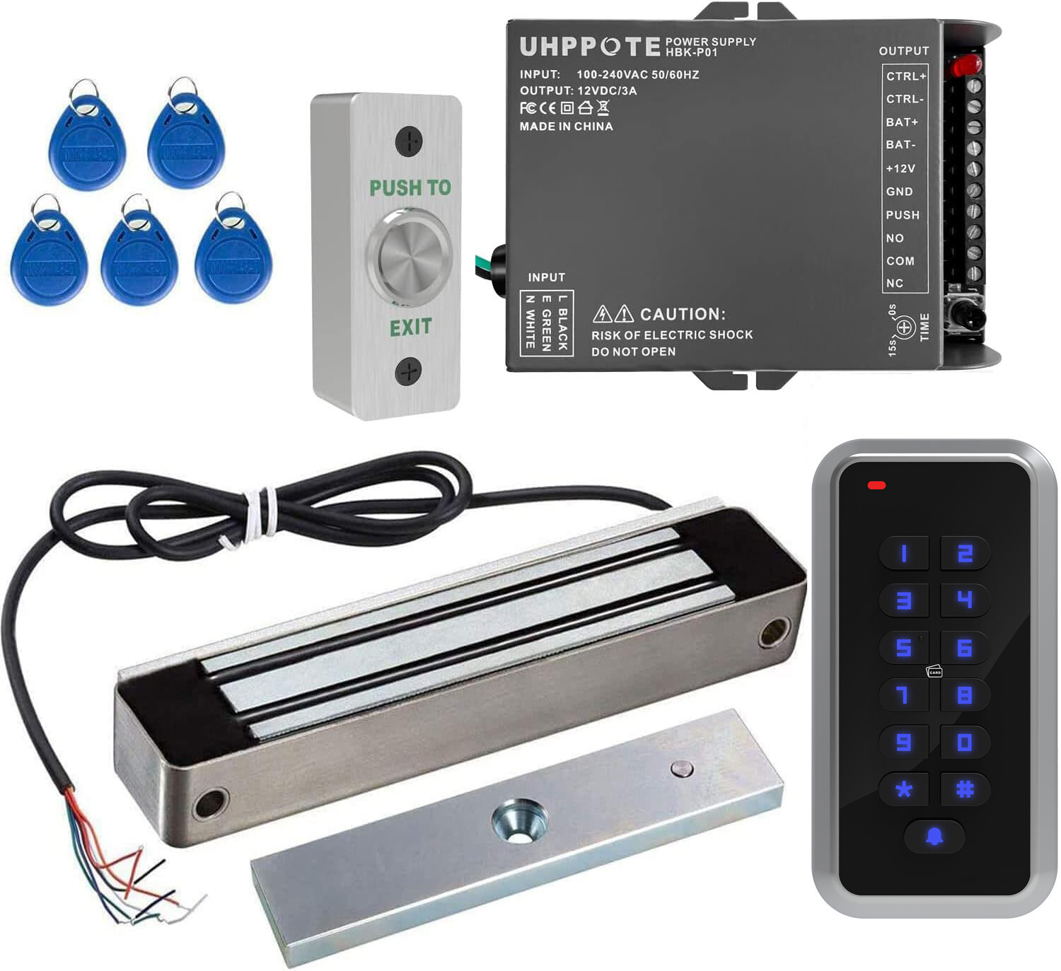 Door Access Control System Electromagnetic Lock Kit with Keypad and Exit Button
