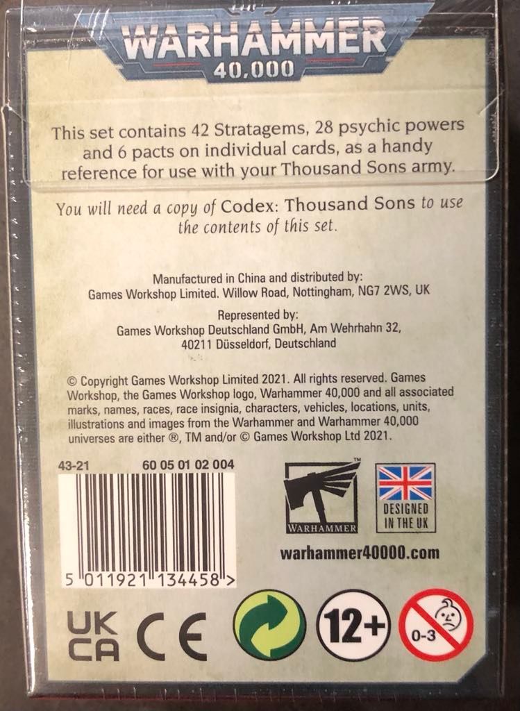 Warhammer 40K - DATACARDS - Thousand Sons - 9th ed - NEW/Sealed/FREE SHIP(US)