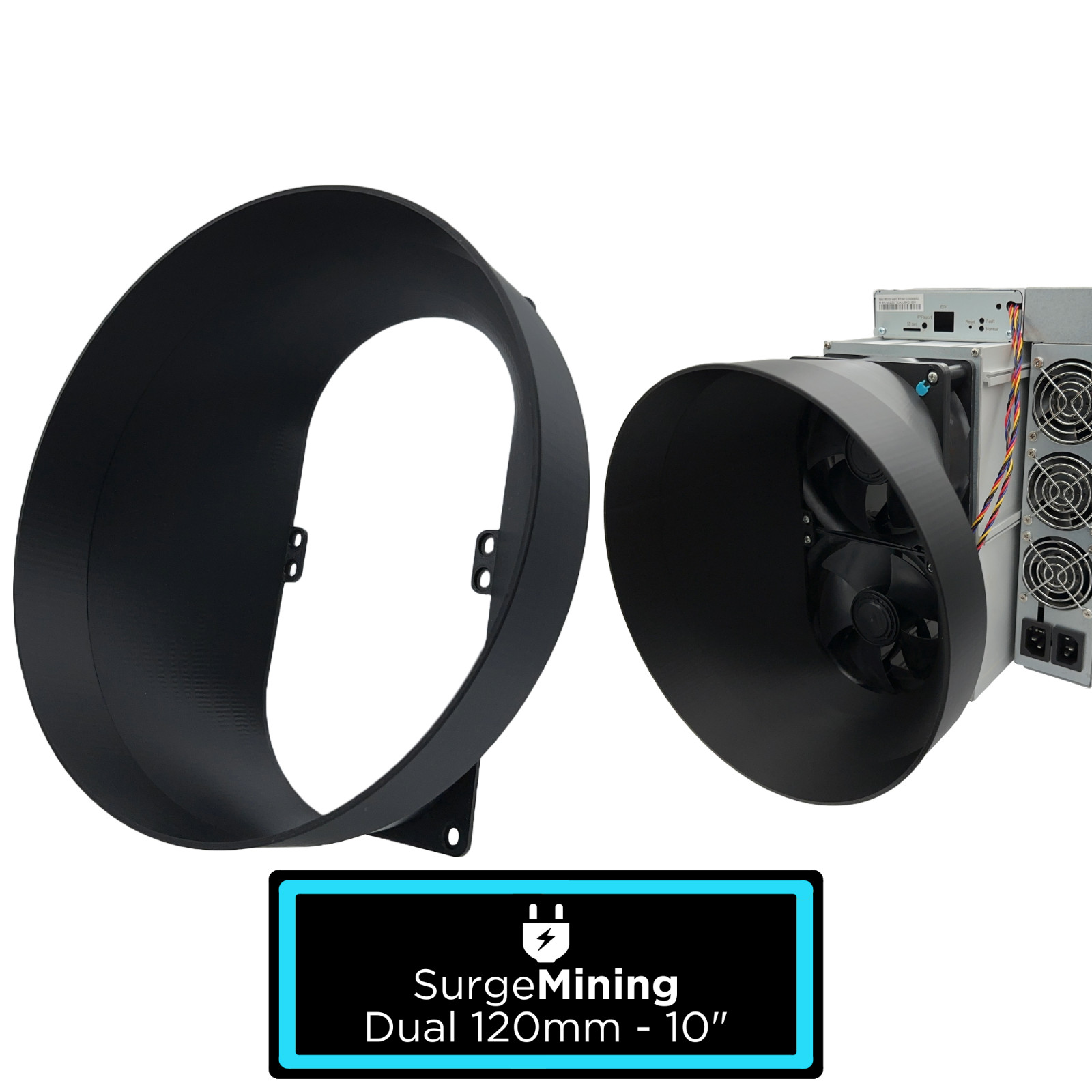 Dual 120mm to 10 Inch Max Fan Duct Intake Exhaust Silencer ASIC Crypto Antminer