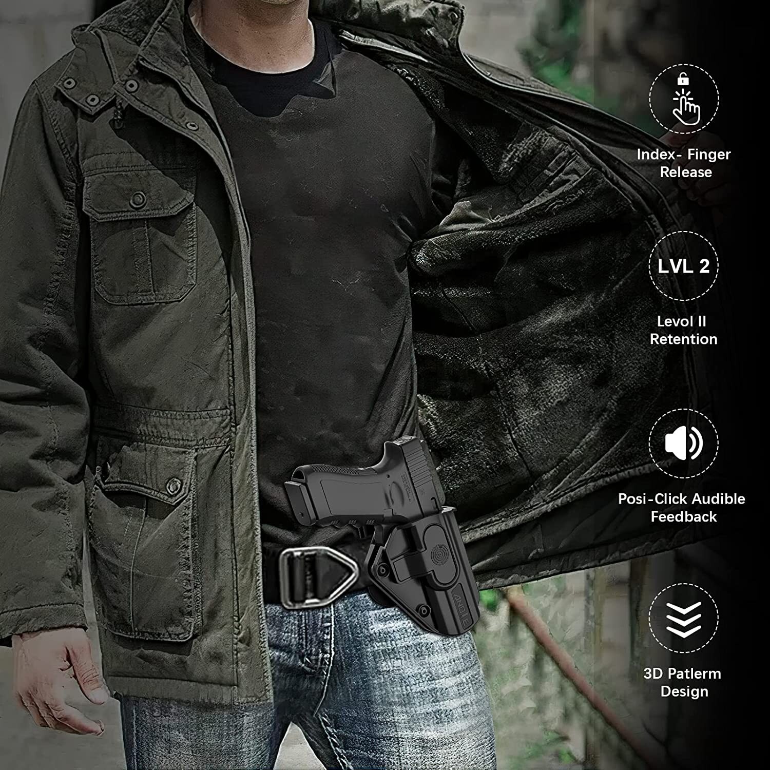 ANOLE Level 2 OWB Paddle Holster Fits Ruger Max 9 Springfield hellcat Multi Guns