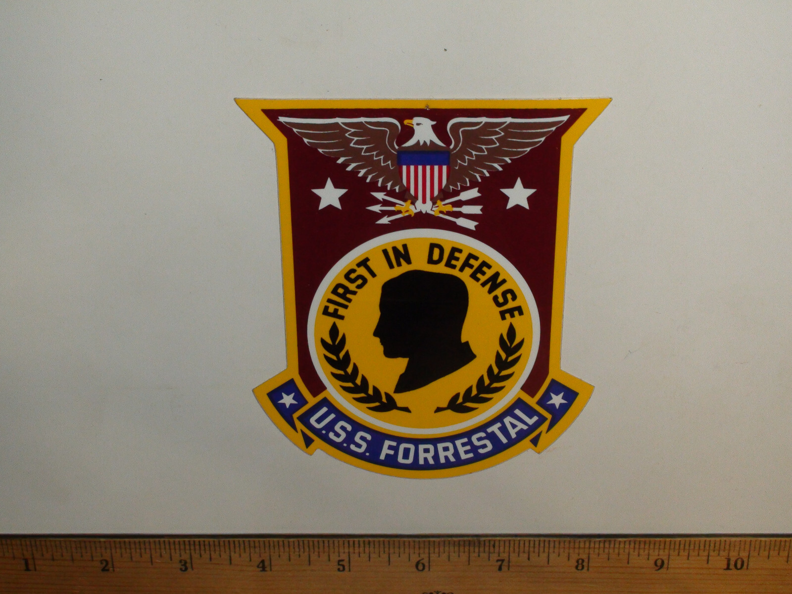 Vintage Original USN United States Navy U.S.S. Forrestal First In Defense Decal