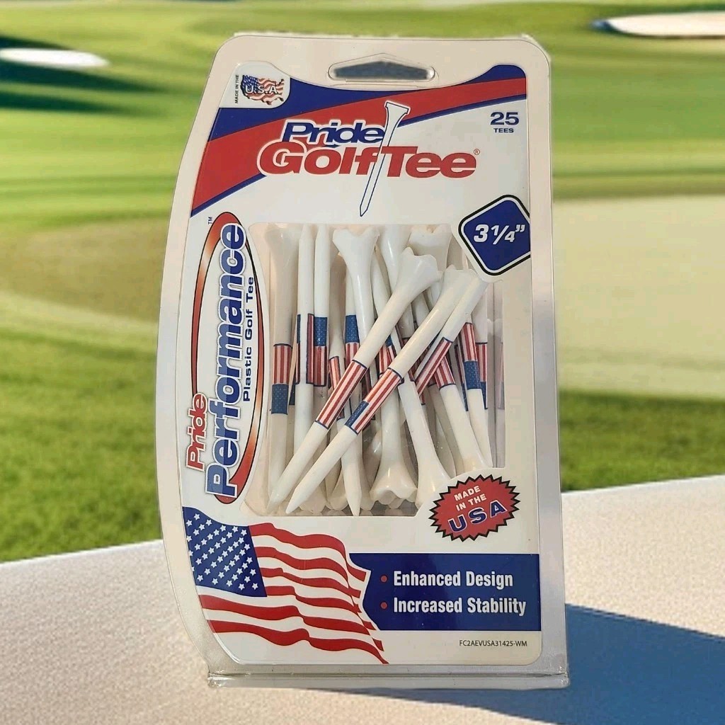 NIB Patriotic Golf Tees Pride Performance 3-1/4 Inch One Plastic Pack Of 25 Flag